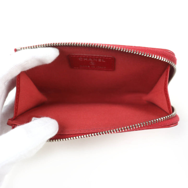 Discounted Very Good CHANEL Coin case COCO Mark Matelassé Lambskin Fragment Case Red Women