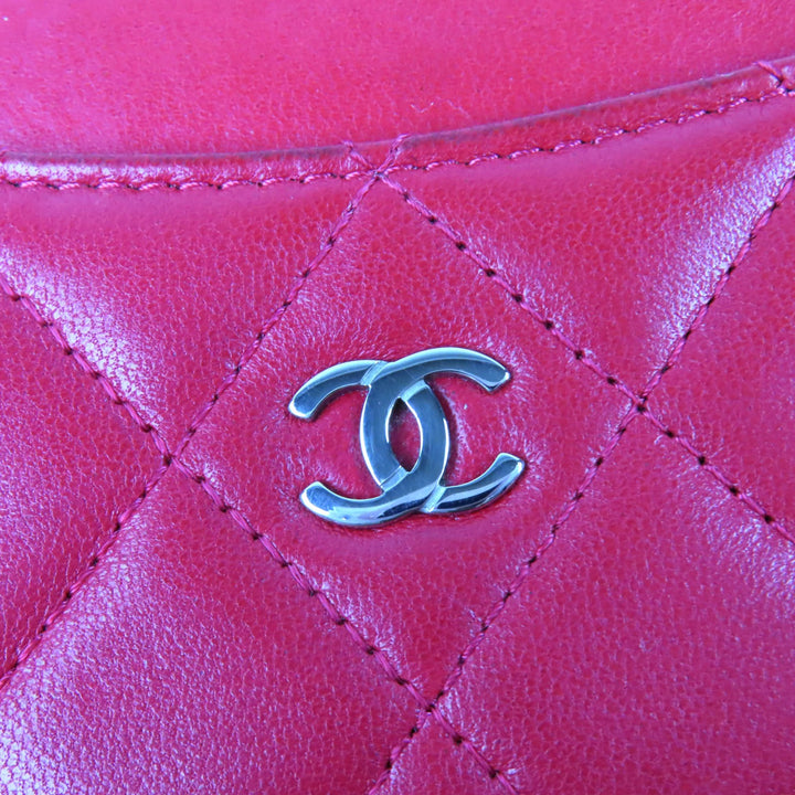 Discounted Very Good CHANEL Coin case COCO Mark Matelassé Lambskin Fragment Case Red Women