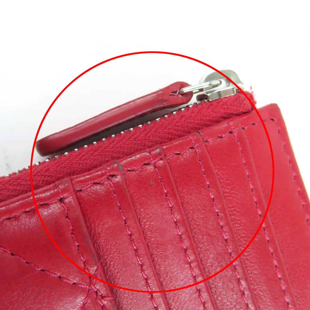 Discounted Very Good CHANEL Coin case COCO Mark Matelassé Lambskin Fragment Case Red Women