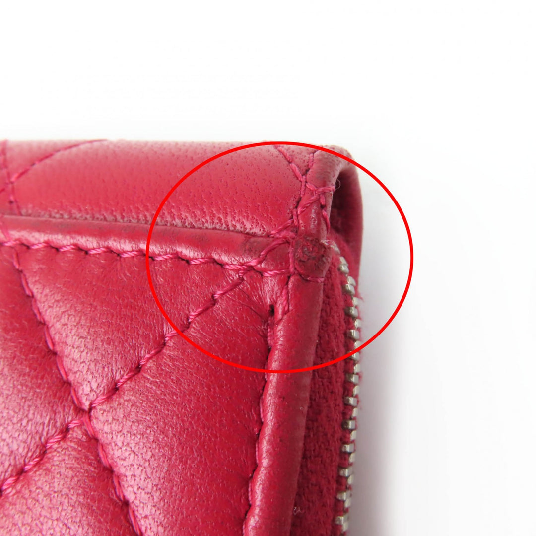 Discounted Very Good CHANEL Coin case COCO Mark Matelassé Lambskin Fragment Case Red Women