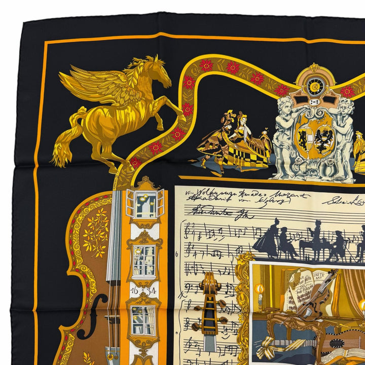 Excellent HERMES scarf IN SALZBURG at Salzburg Black series silk Women