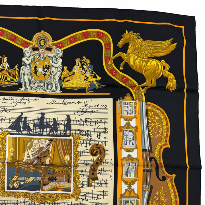 Excellent HERMES scarf IN SALZBURG at Salzburg Black series silk Women