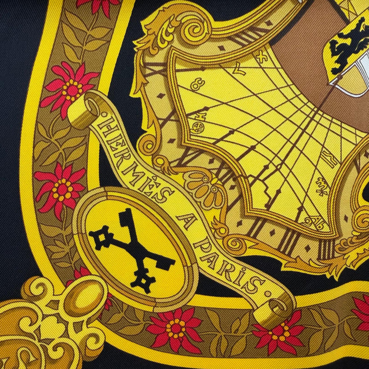 Excellent HERMES scarf IN SALZBURG at Salzburg Black series silk Women