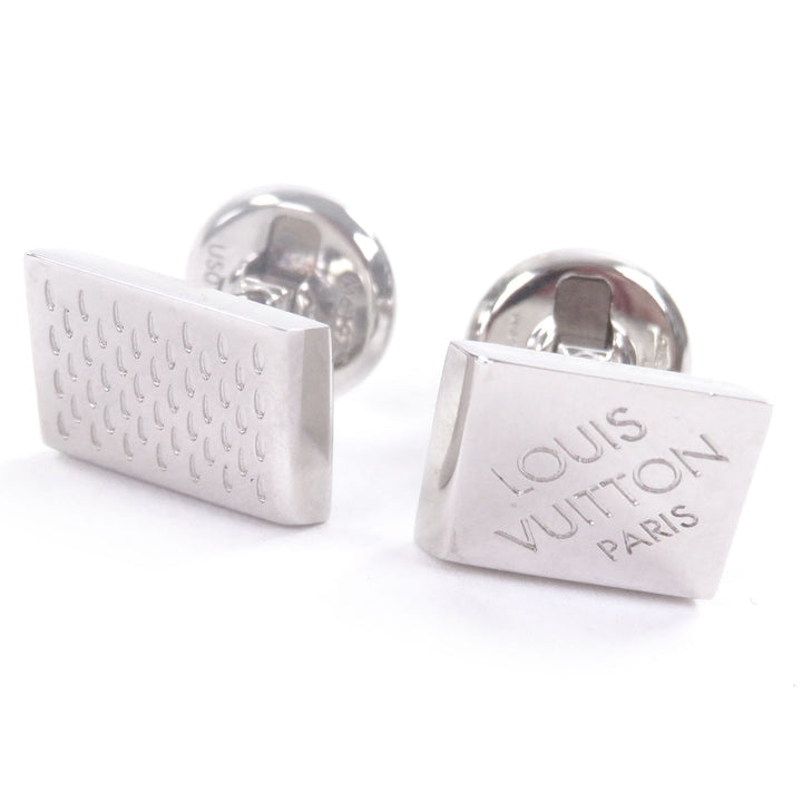 Excellent LOUIS VUITTON Cufflinks cufflinks Damier Heritage Logo Square Silver