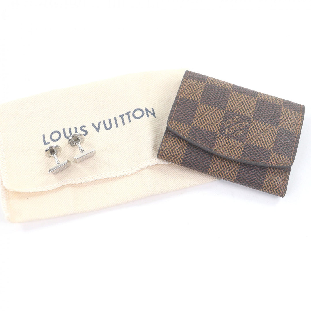 Excellent LOUIS VUITTON Cufflinks cufflinks Damier Heritage Logo Square Silver