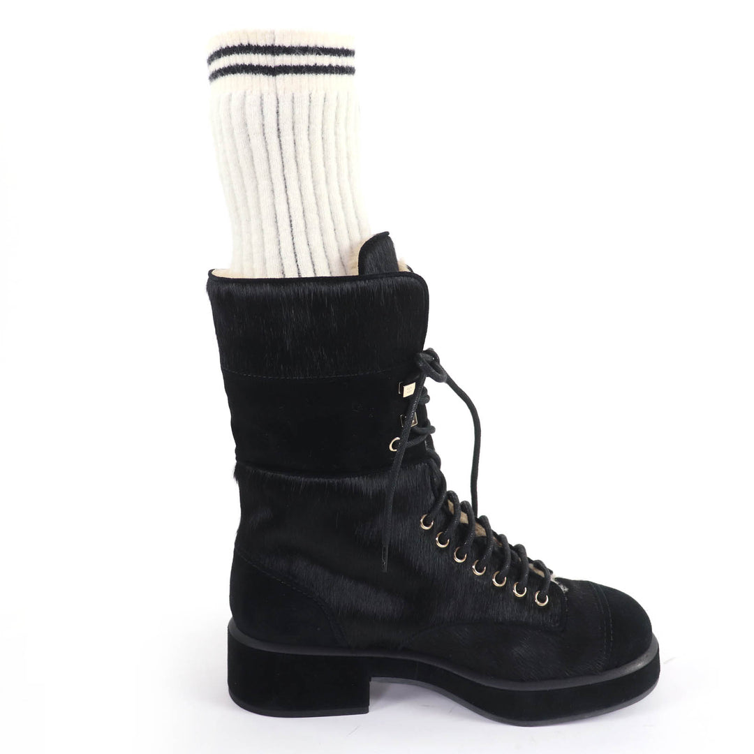 Excellent CHANEL short boots COCO Mark Leg Warmers black Harako 38.5 22B G39506
