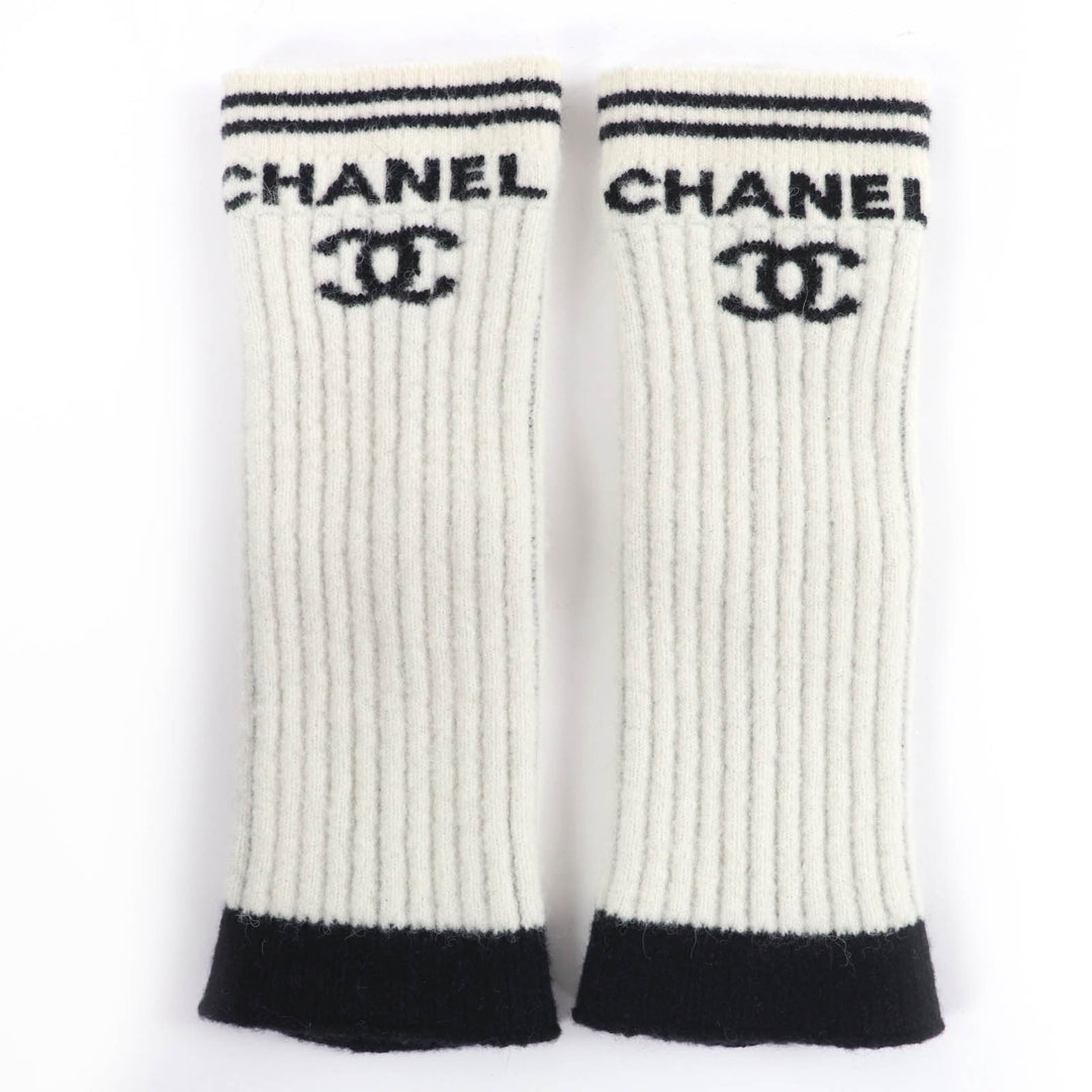 Excellent CHANEL short boots COCO Mark Leg Warmers black Harako 38.5 22B G39506