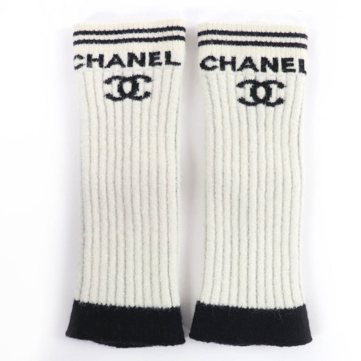 Excellent CHANEL short boots COCO Mark Leg Warmers black Harako 38.5 22B G39506