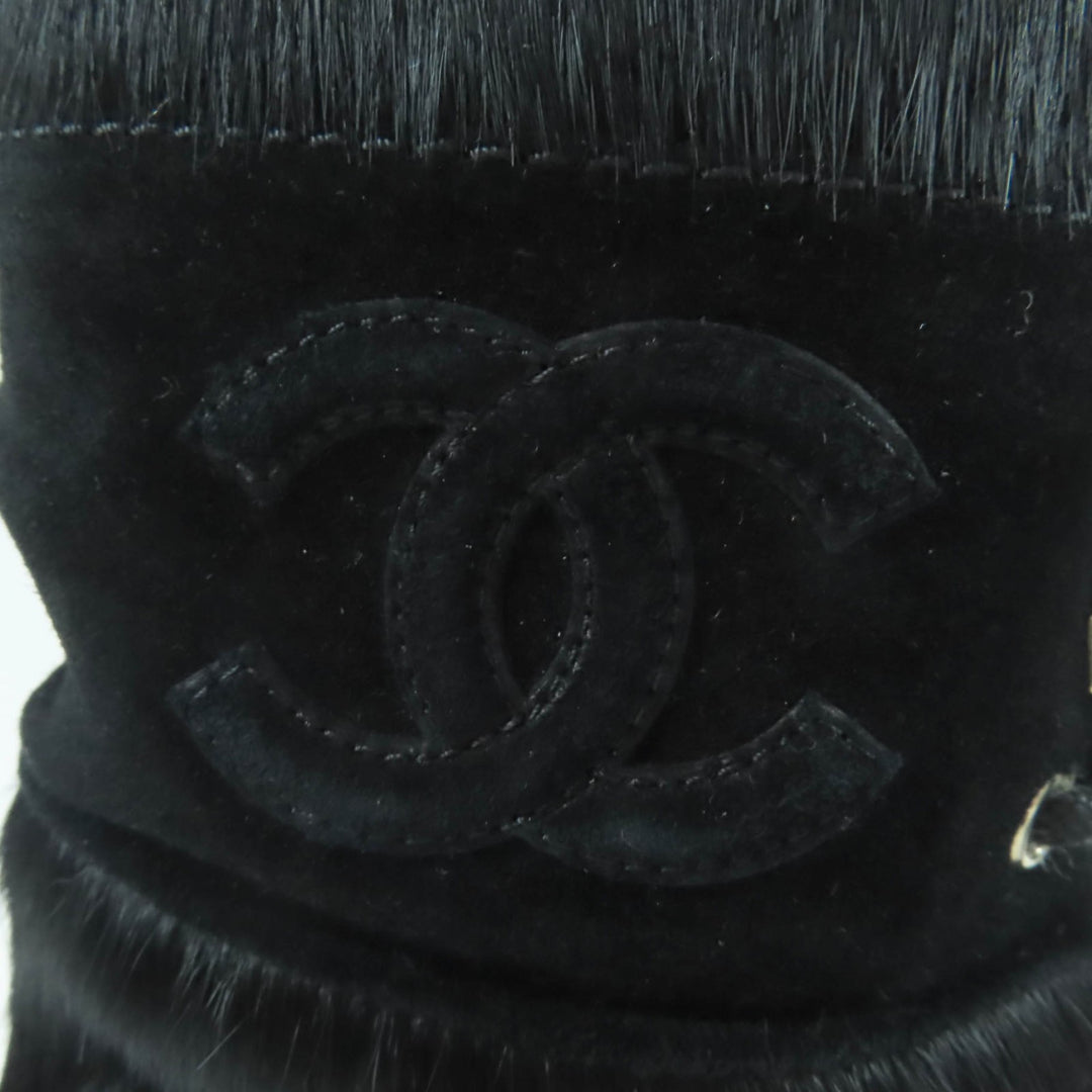 Excellent CHANEL short boots COCO Mark Leg Warmers black Harako 38.5 22B G39506