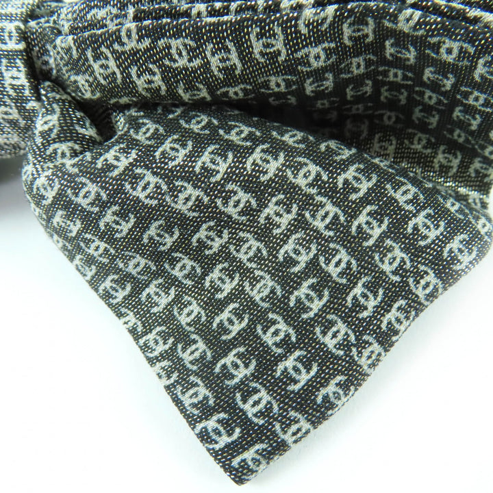 Excellent CHANEL Métiers d'Art Collection COCO Mark Ribbon Scrunchie Gray silk