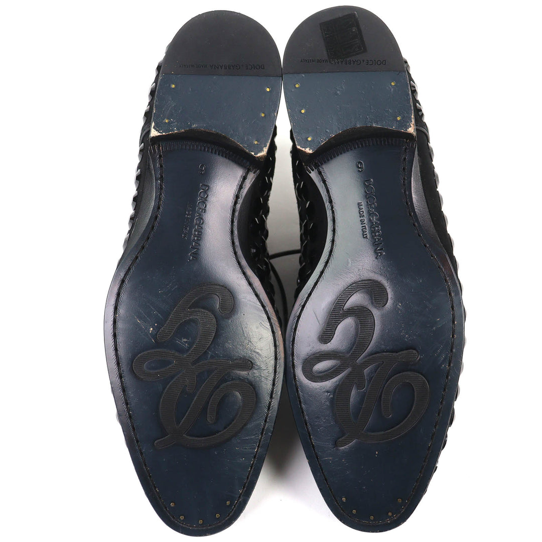Excellent DOLCE&GABBANA Dress shoes Rhinestone suede leather derby shoes 6