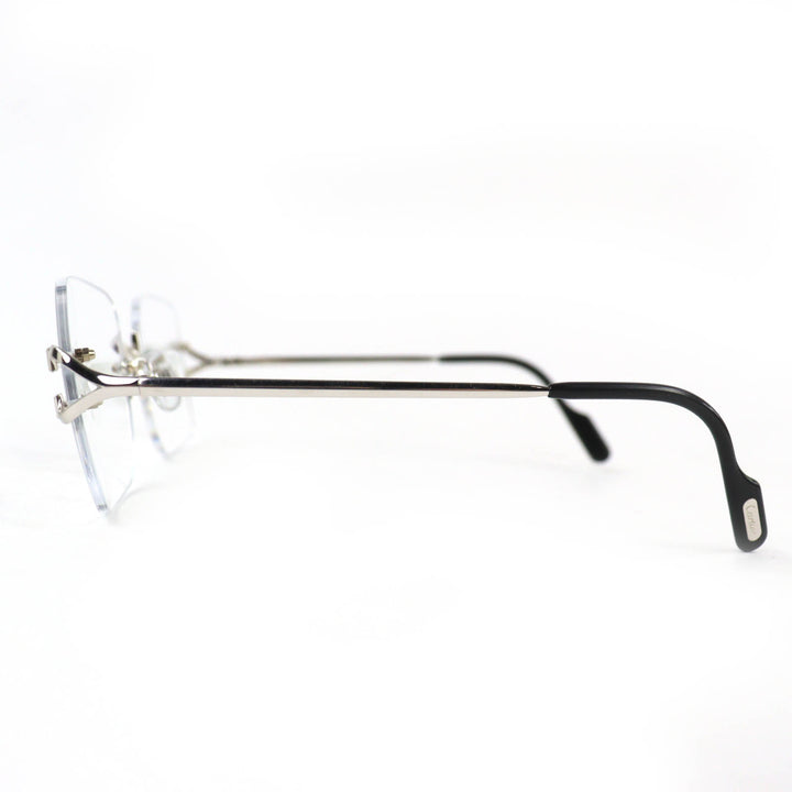 Excellent Cartier Glasses Square Two-Point Rimless Silver mens
