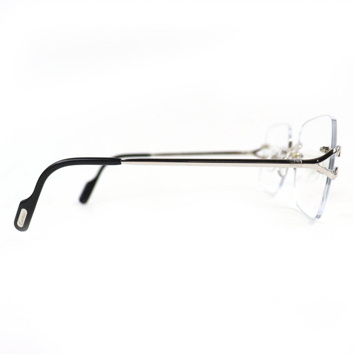 Excellent Cartier Glasses Square Two-Point Rimless Silver mens