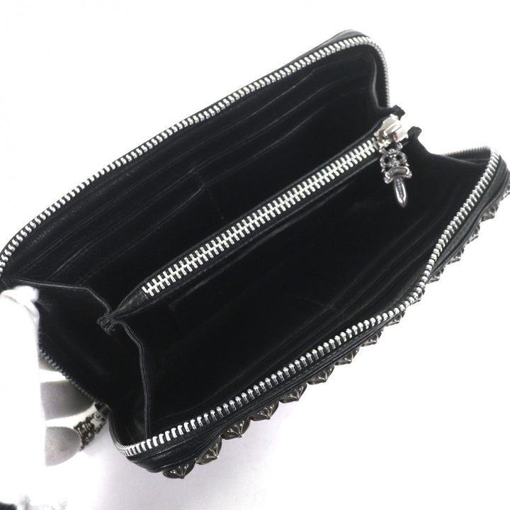 Excellent CHROME HEARTS Purse black leather mens