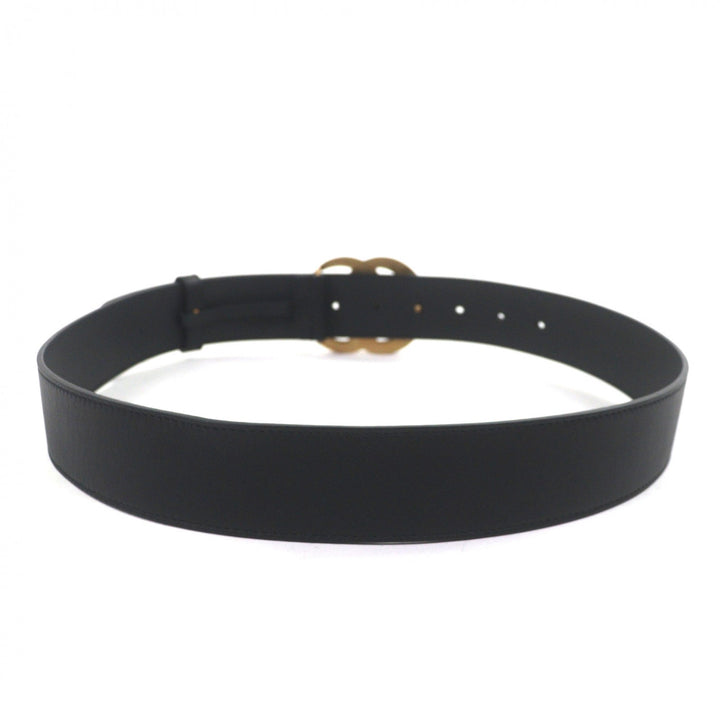 Great GUCCI belt Double G Wide Belt GG Marmont buckle black leather mens 400593
