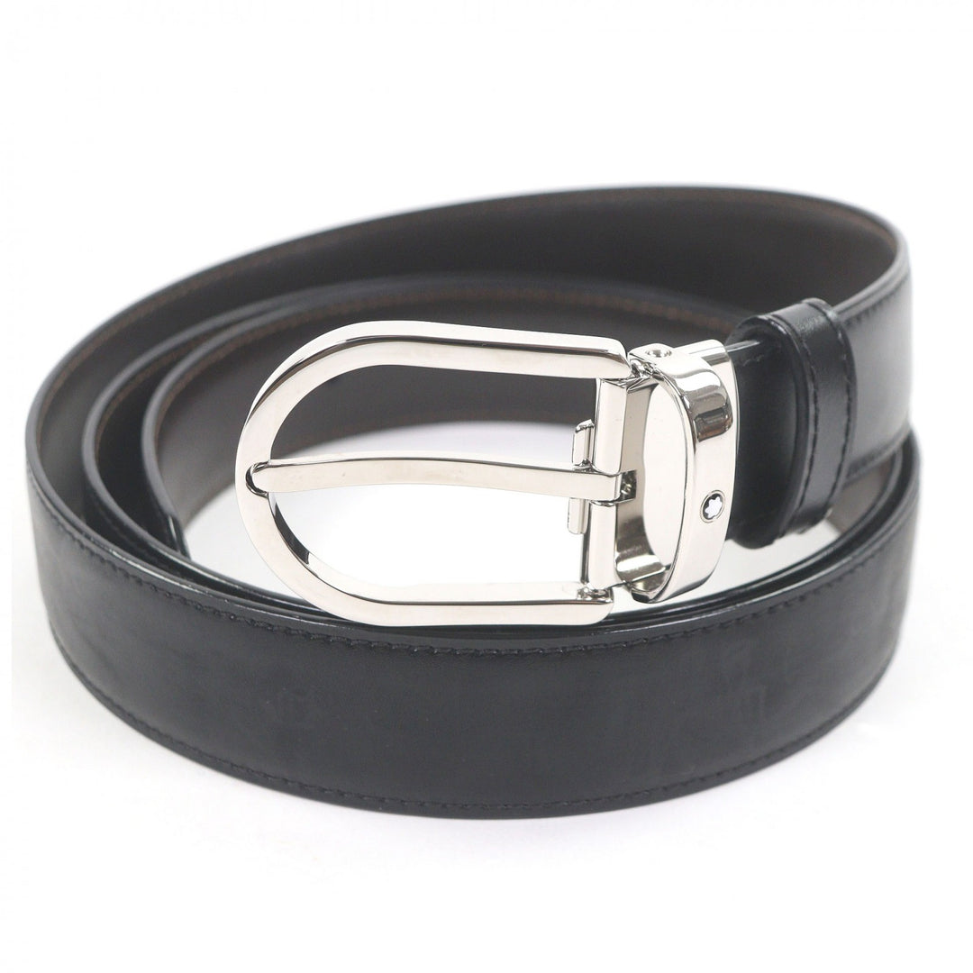 Excellent MONTBLANC belt White Star Reversible Horseshoe Silve