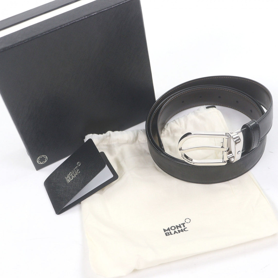 Excellent MONTBLANC belt White Star Reversible Horseshoe Silve