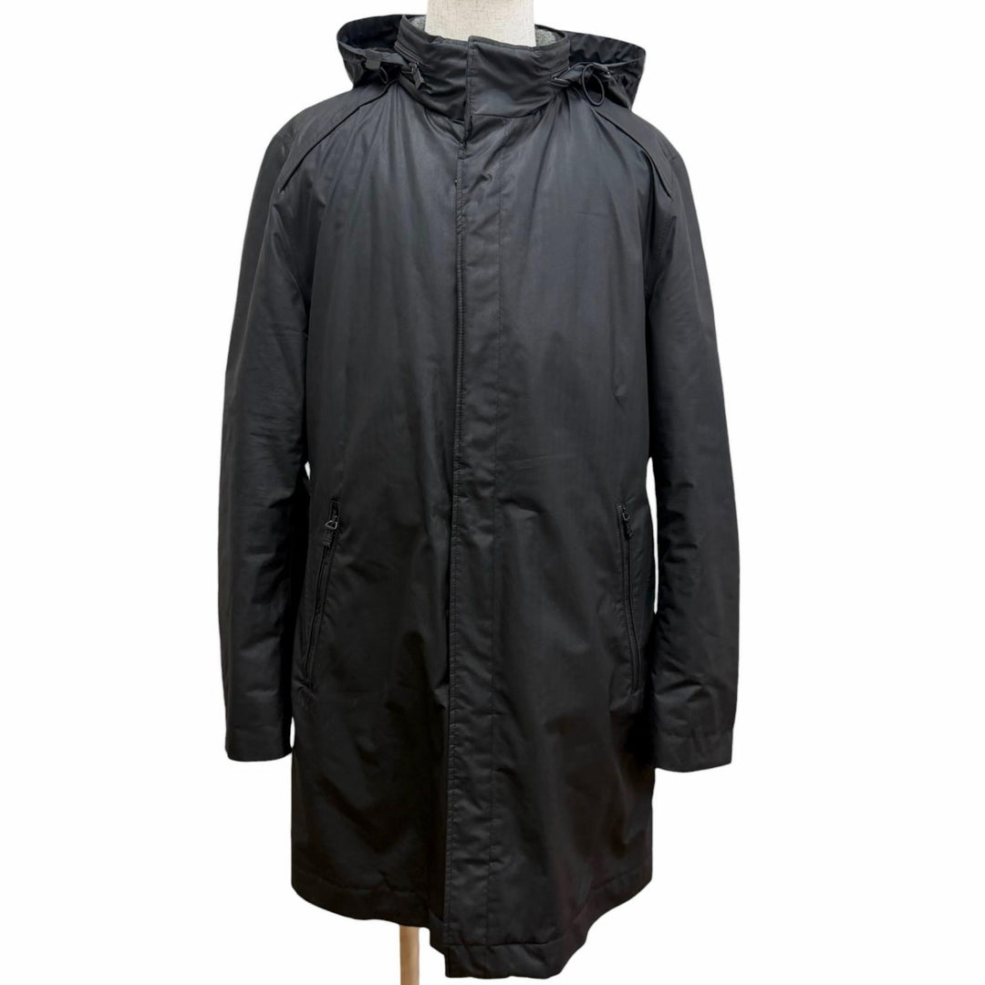Great HUGO BOSS coat GORE-TEX Herringbone Hooded black polyester mens 50