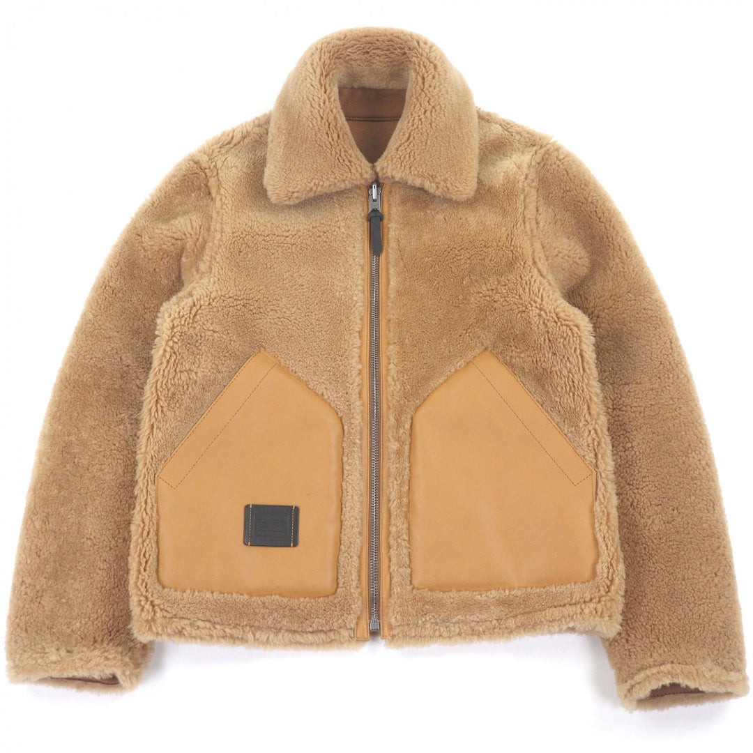 Excellent COACH Mouton jacket Brown sheep fur mens 44 5711