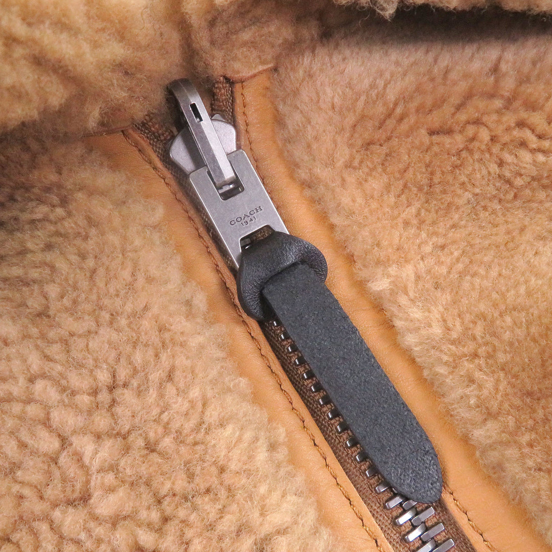 Excellent COACH Mouton jacket Brown sheep fur mens 44 5711