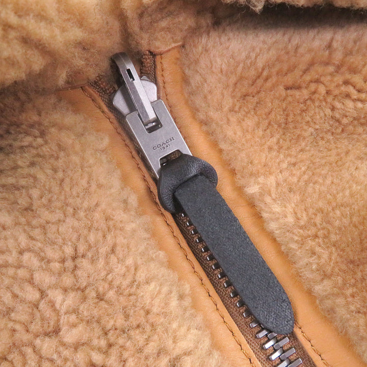 Excellent COACH Mouton jacket Brown sheep fur mens 44 5711