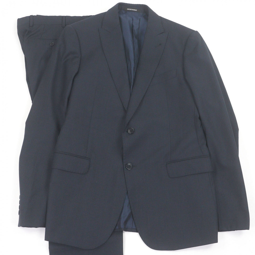 Great EMPORIO ARMANI suit Black Tag M LINE Single Navy Virgin wool mens 48