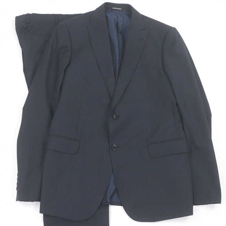 Great EMPORIO ARMANI suit Black Tag M LINE Single Navy Virgin wool mens 48