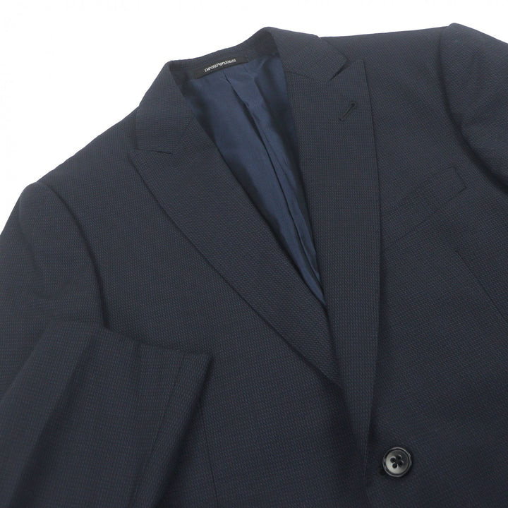 Great EMPORIO ARMANI suit Black Tag M LINE Single Navy Virgin wool mens 48