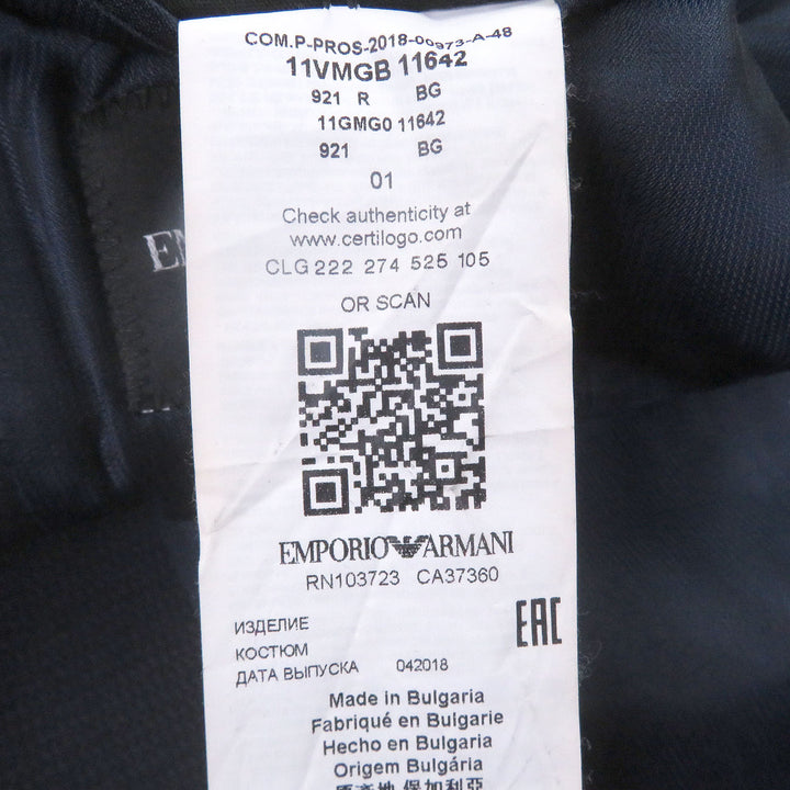 Great EMPORIO ARMANI suit Black Tag M LINE Single Navy Virgin wool mens 48