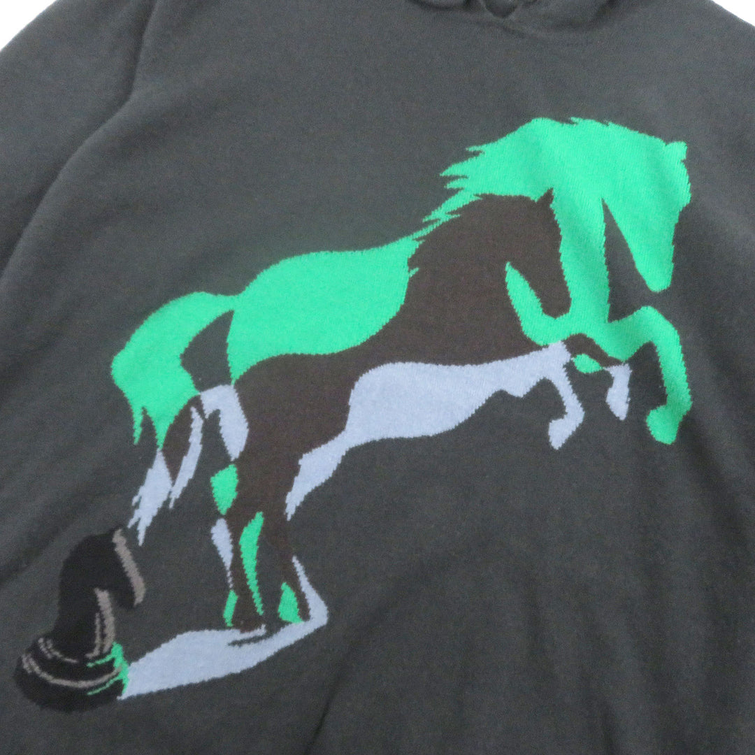 Excellent HERMES hoodie Chess and Shadow Horse print knit pullover