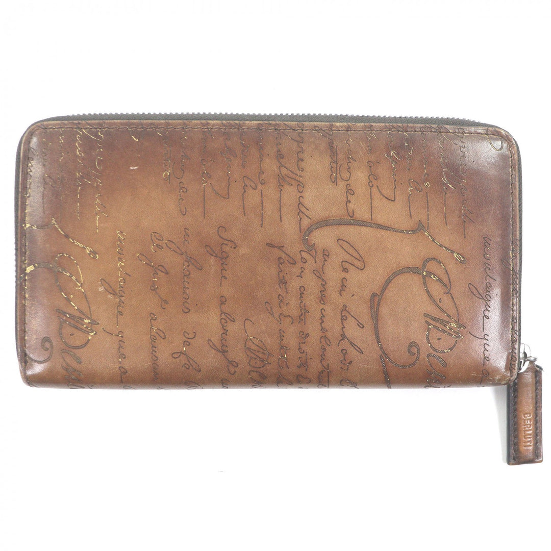 Great BERLUTI Purse Calligraphy Scritto Zip Around Brown