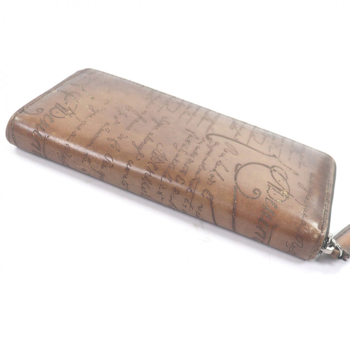 Great BERLUTI Purse Calligraphy Scritto Zip Around Brown