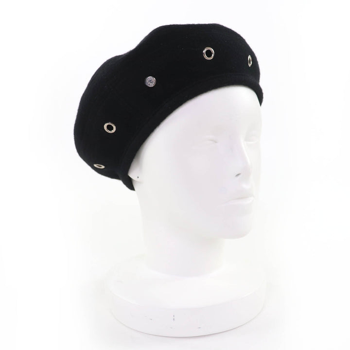 Great HERMES beret Saint Honoré Serie Metal black cashmere Women 57