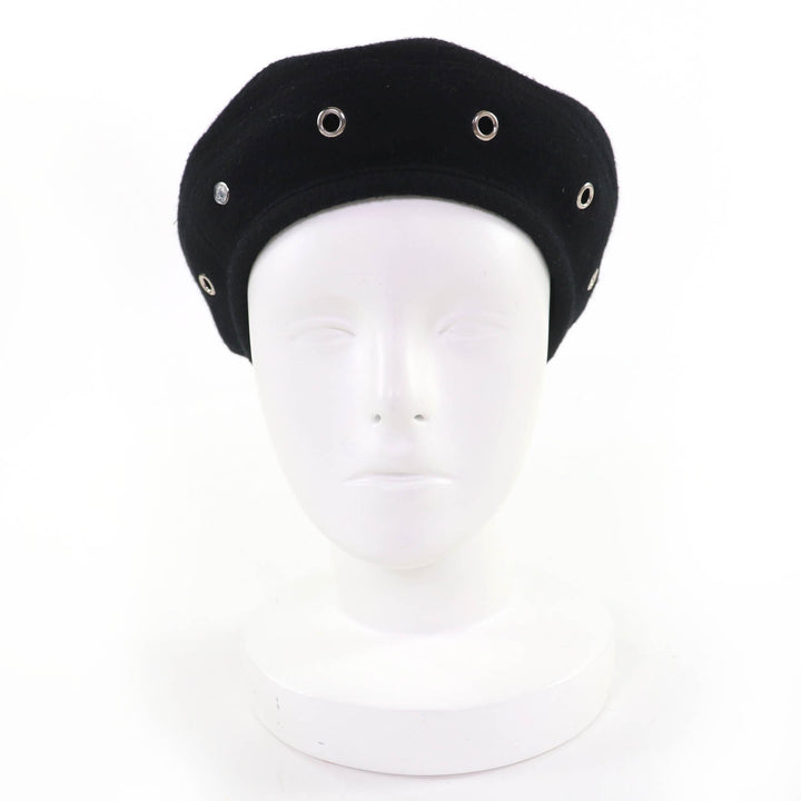 Great HERMES beret Saint Honoré Serie Metal black cashmere Women 57
