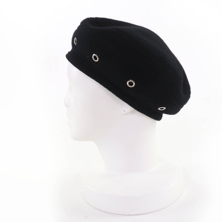 Great HERMES beret Saint Honoré Serie Metal black cashmere Women 57