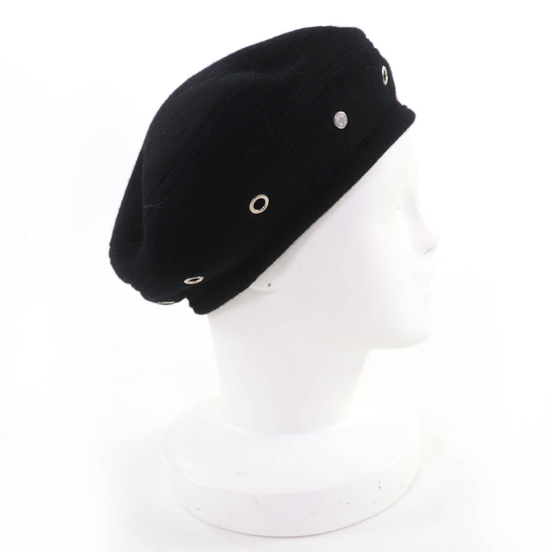 Great HERMES beret Saint Honoré Serie Metal black cashmere Women 57