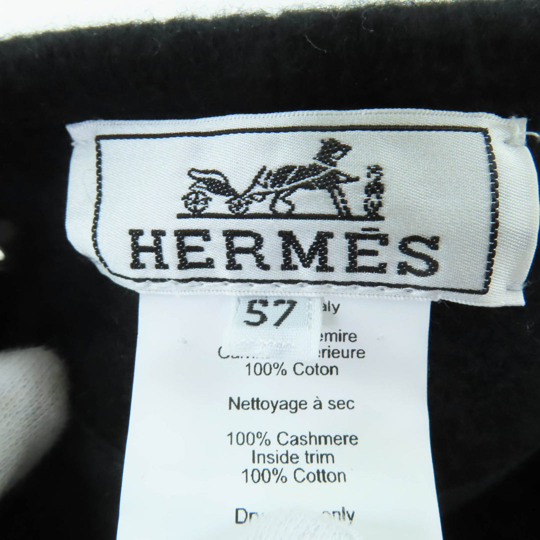 Great HERMES beret Saint Honoré Serie Metal black cashmere Women 57