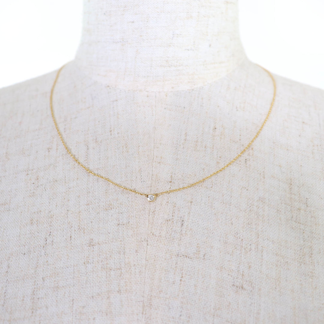 Great TIFFANY&Co. by the Yard Single Diamond Pendant Diamond 0.05ct K18/750(YG)