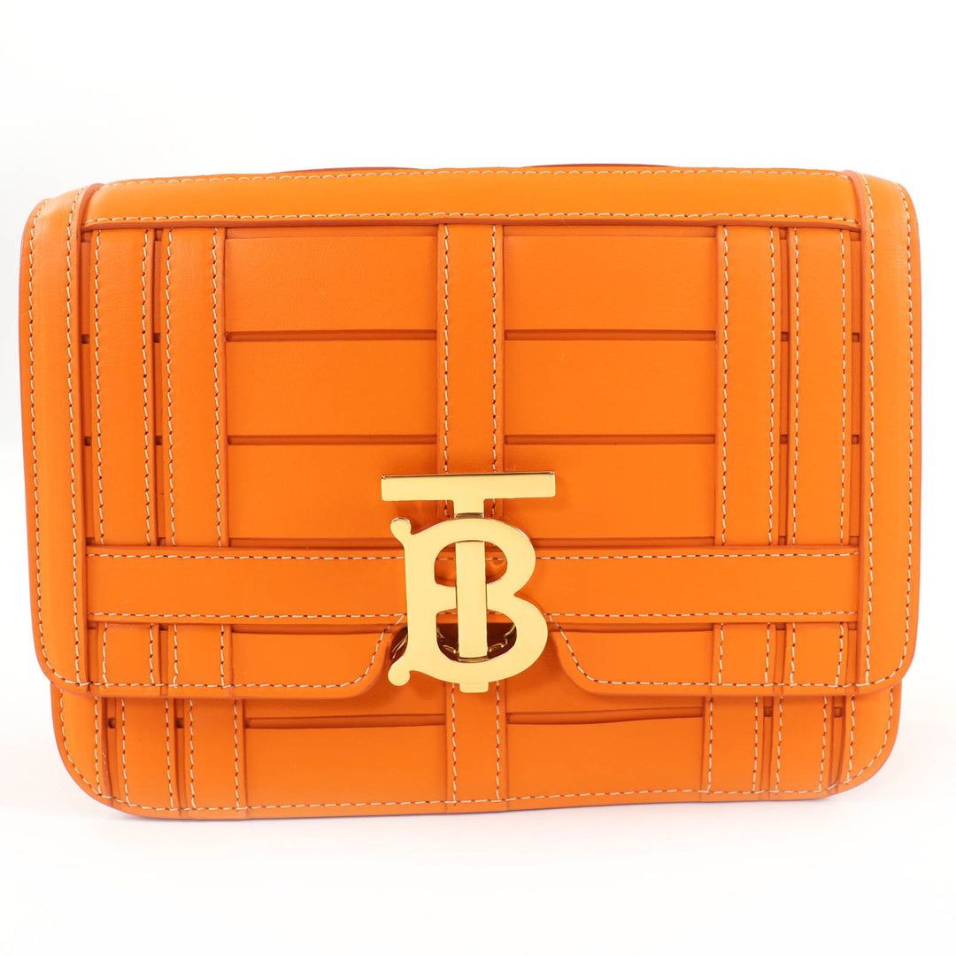 Excellent BURBERRY Shoulder Bag TBMetal 2WAY Leather Clutch Bag Orange leather