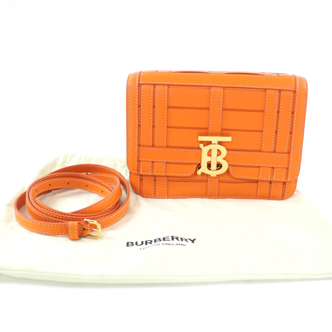 Excellent BURBERRY Shoulder Bag TBMetal 2WAY Leather Clutch Bag Orange leather