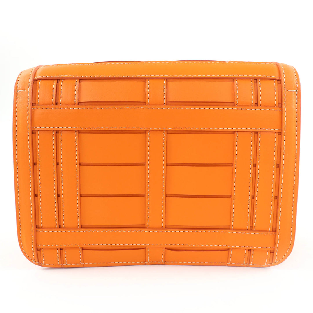 Excellent BURBERRY Shoulder Bag TBMetal 2WAY Leather Clutch Bag Orange leather