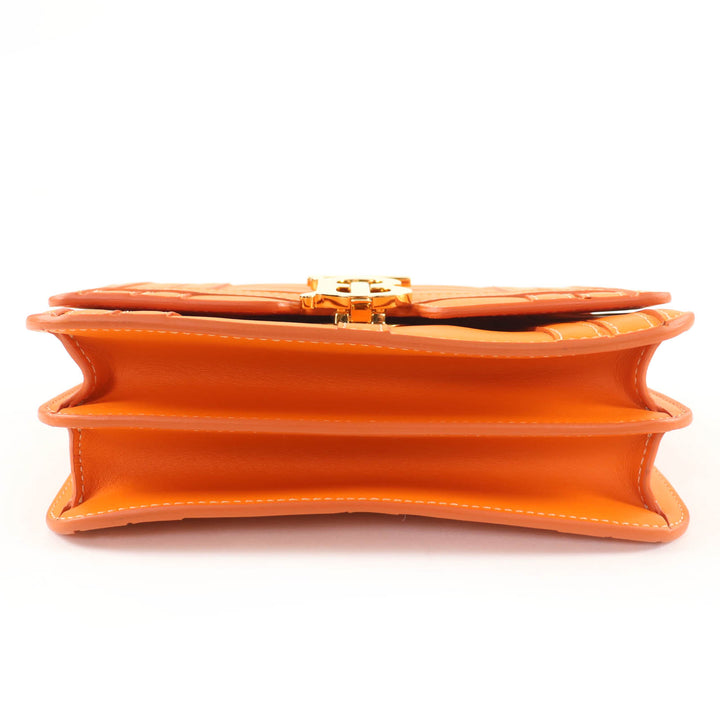 Excellent BURBERRY Shoulder Bag TBMetal 2WAY Leather Clutch Bag Orange leather