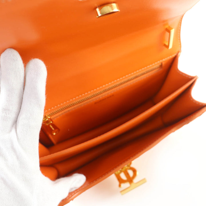 Excellent BURBERRY Shoulder Bag TBMetal 2WAY Leather Clutch Bag Orange leather