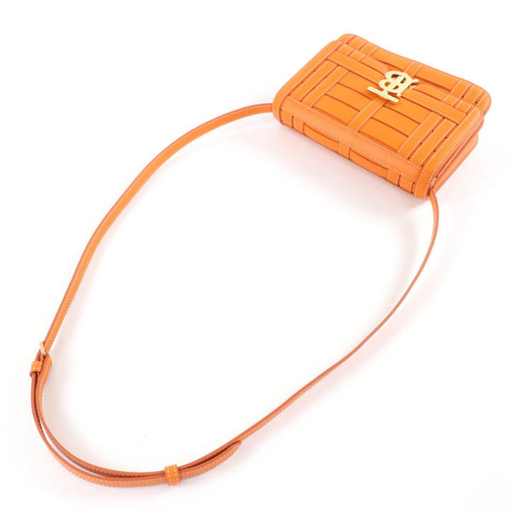 Excellent BURBERRY Shoulder Bag TBMetal 2WAY Leather Clutch Bag Orange leather