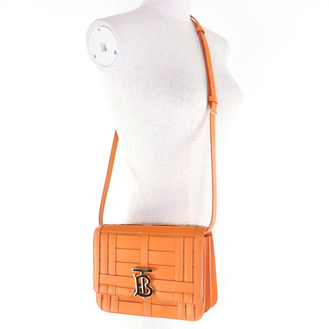 Excellent BURBERRY Shoulder Bag TBMetal 2WAY Leather Clutch Bag Orange leather