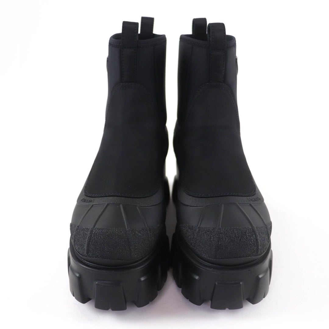 Pristine PRADA Monolith Re-Nylon Triangle logo gabardine boots black 36.5 1T933M
