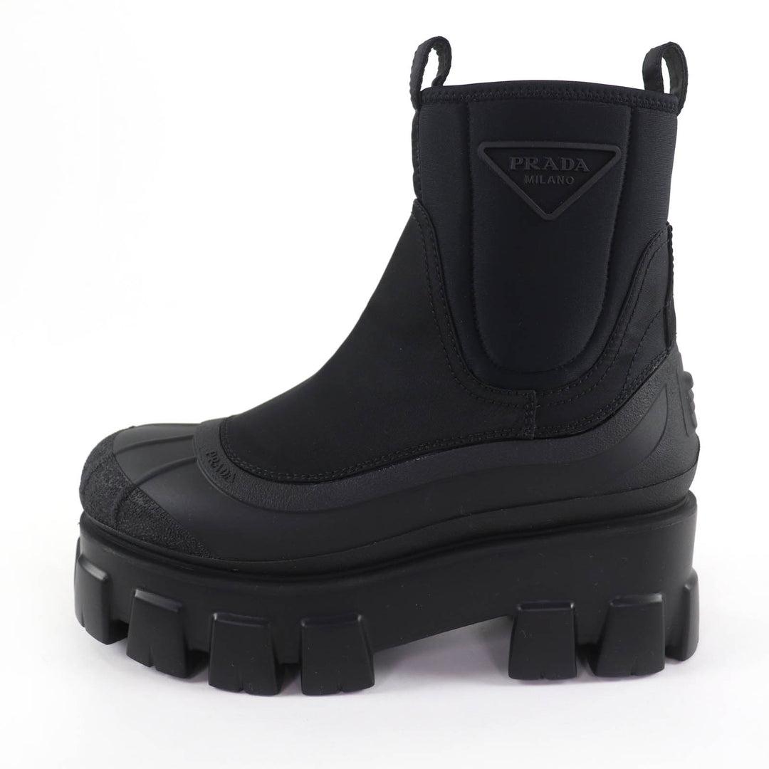 Pristine PRADA Monolith Re-Nylon Triangle logo gabardine boots black 36.5 1T933M
