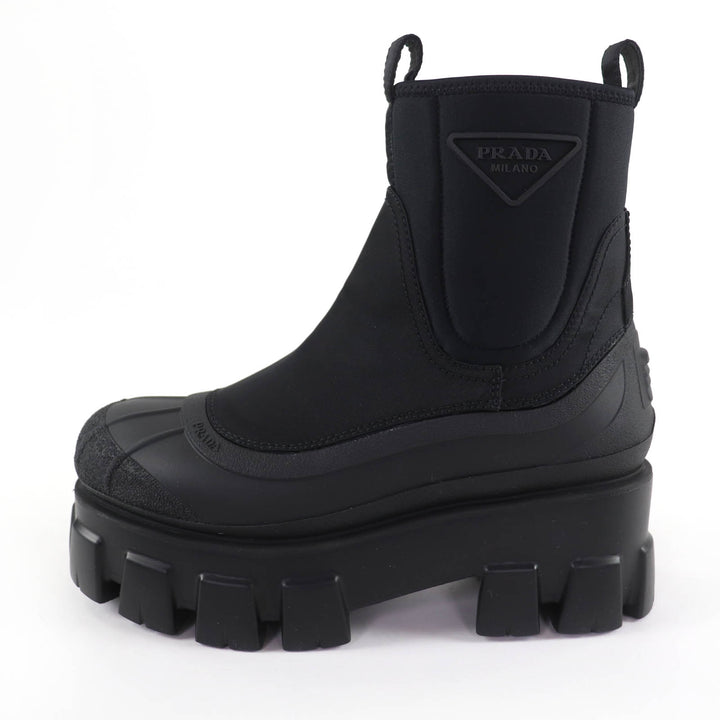 Pristine PRADA Monolith Re-Nylon Triangle logo gabardine boots black 36.5 1T933M