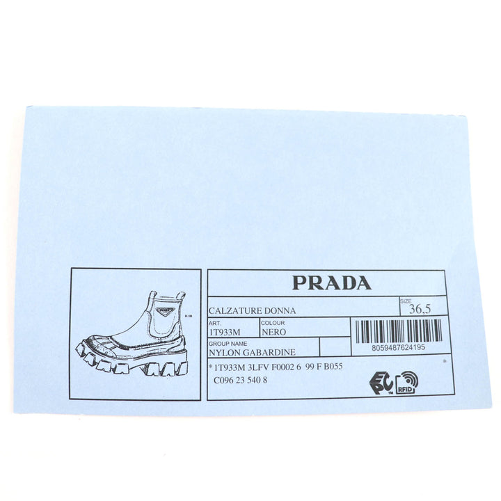 Pristine PRADA Monolith Re-Nylon Triangle logo gabardine boots black 36.5 1T933M