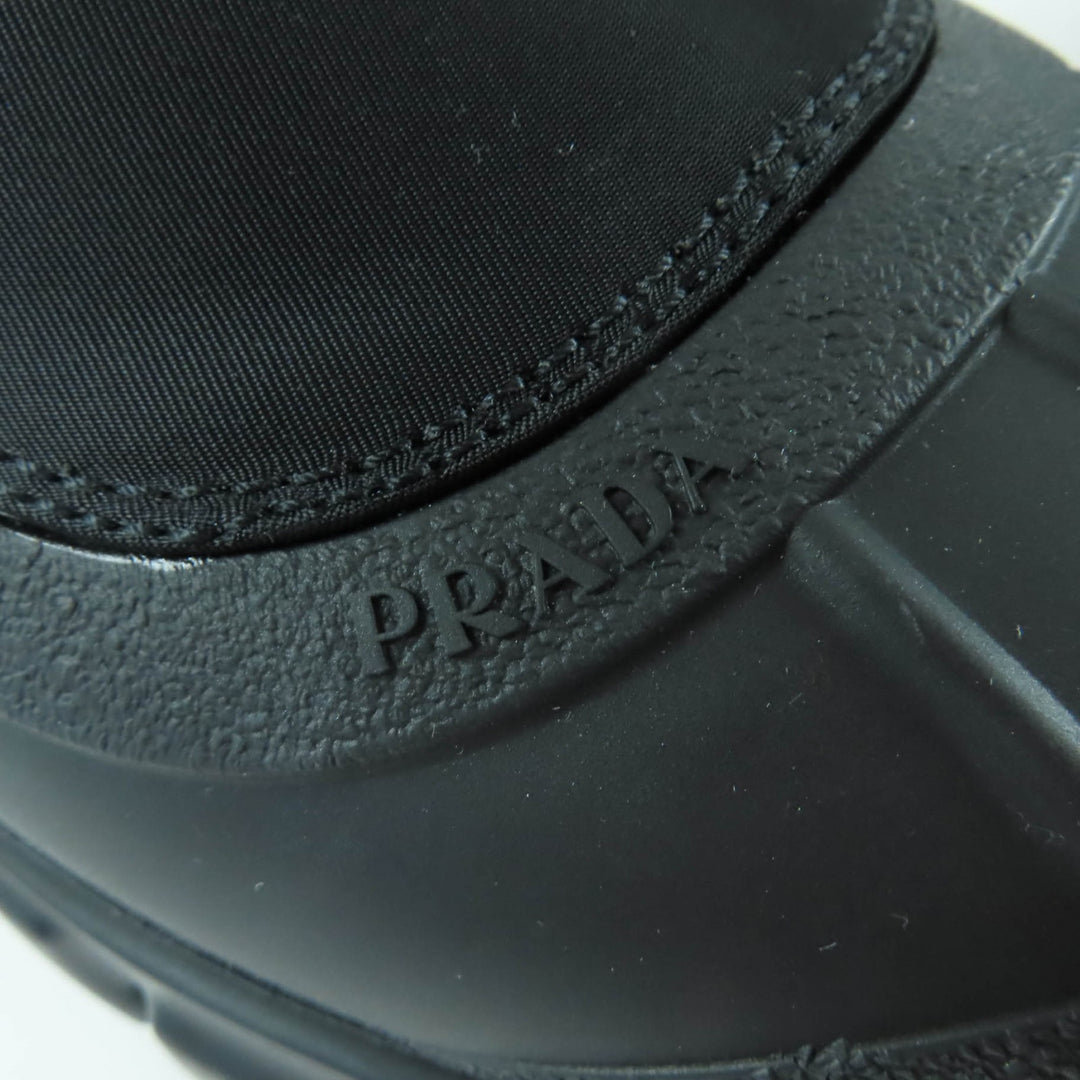 Pristine PRADA Monolith Re-Nylon Triangle logo gabardine boots black 36.5 1T933M